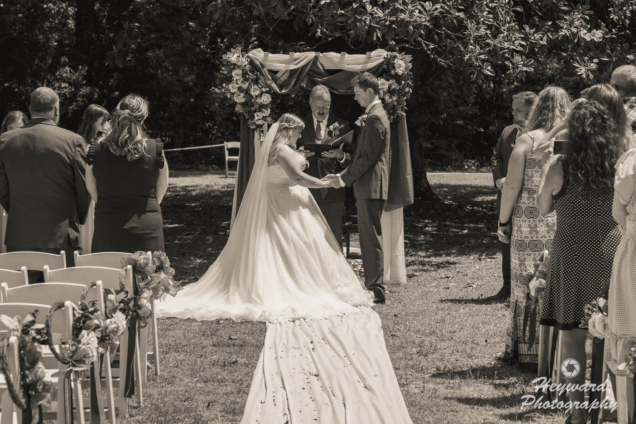 Bride and groom taking vows.